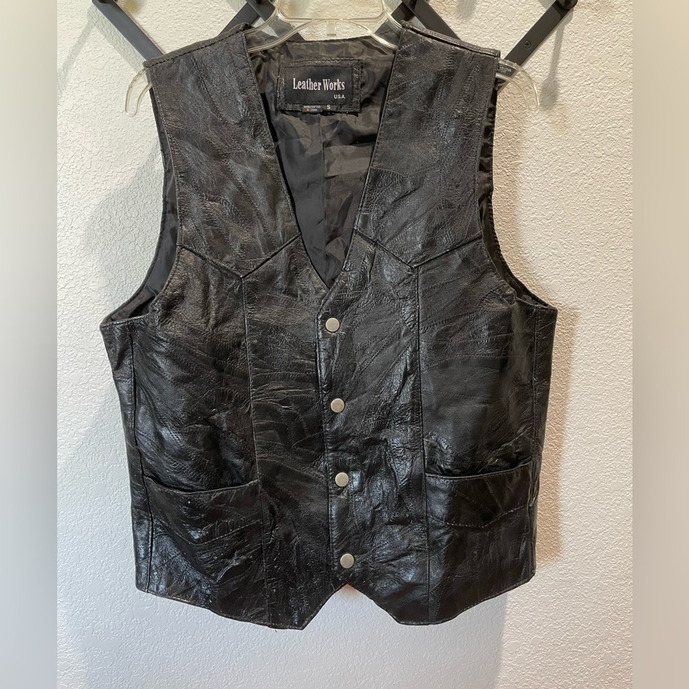 Leather Works Patchwork Leather Motorcycle/Western Vest